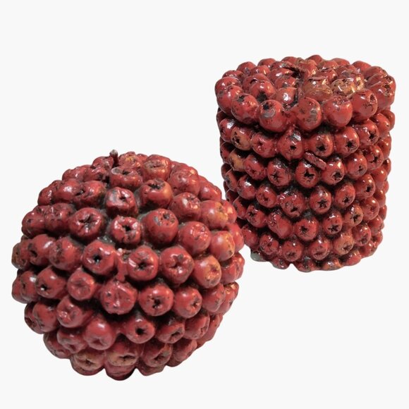 Red Cranberry Shape Candle Set Thanksgiving  Holiday Berry Look lot 2 - Picture 1 of 13